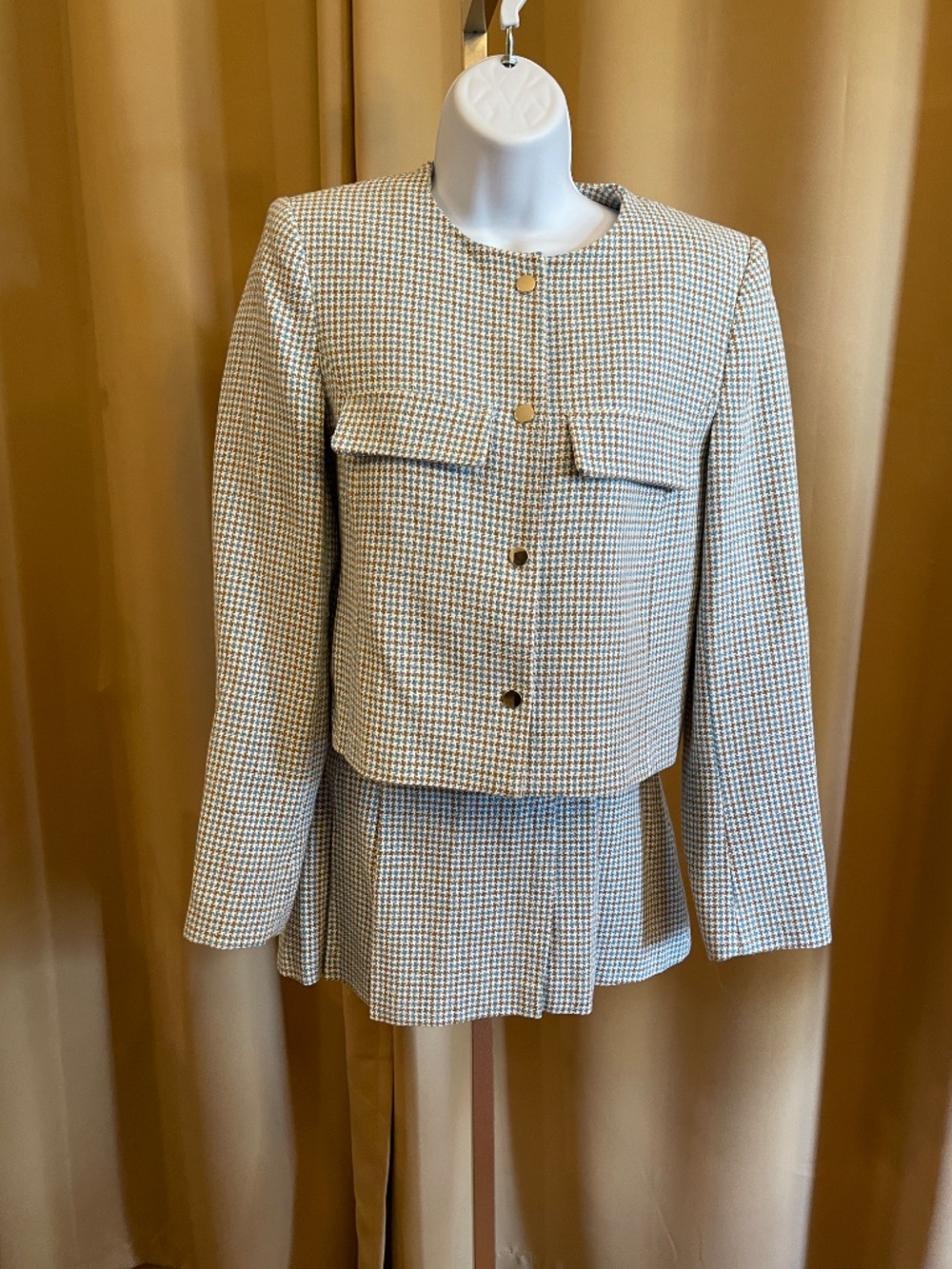 NEW! Zara Cropped Tweed Blazer/Jacket and Pleated Skort Set XS NWT!